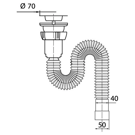 Сифон гофрированный для мойки 1'1/2 х 40/50 мм L1200 мм