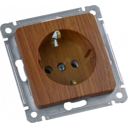 MASTER Розетка одноместная с заземляющим контактом, скрытой установки, в рамку, дуб