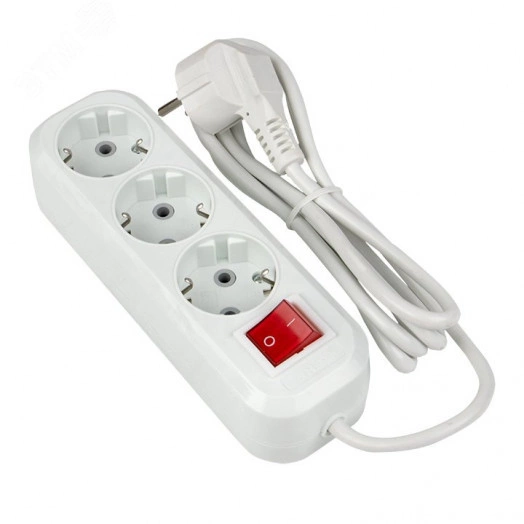 Удлинитель Эксперт 3 гнезда шнур 5м 16А/3.5кВт с выключателем и заземлением ПВС 3х1