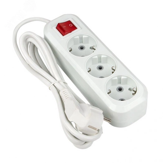 Удлинитель Эксперт 3 гнезда шнур 5м 16А/3.5кВт с выключателем и заземлением ПВС 3х1