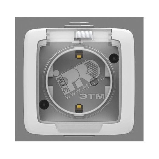 Розетка наружная с заземлением без шторок белая IP44