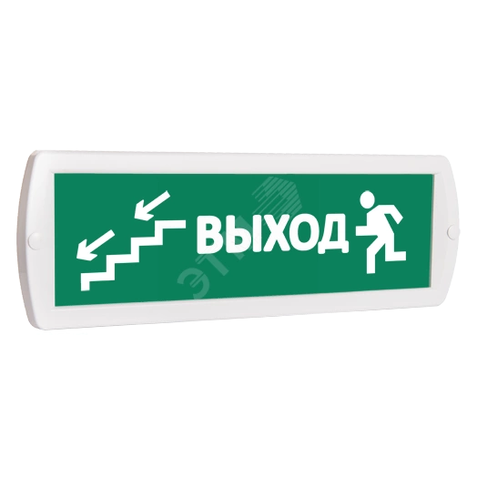 Оповещатель охранно-пожарный комбинированный Т 24-З (звуковой) Человек выход лестница стрелка влево вниз (зеленый фон)
