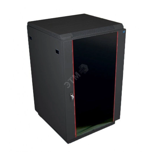 Шкаф телекоммуникационный напольный 18U (600х600) дверь стекло черный