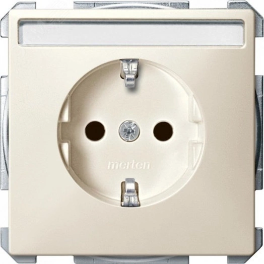 Механизм розетки с полем для надписи бежевый