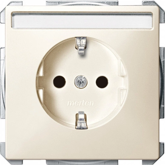 Механизм розетки с полем для надписи бежевый