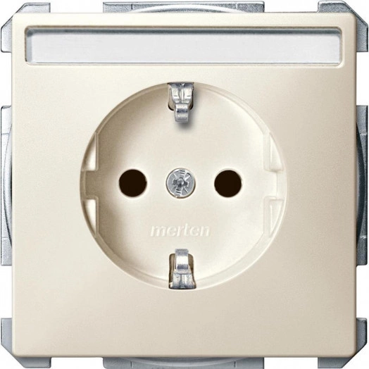 Механизм розетки с полем для надписи бежевый