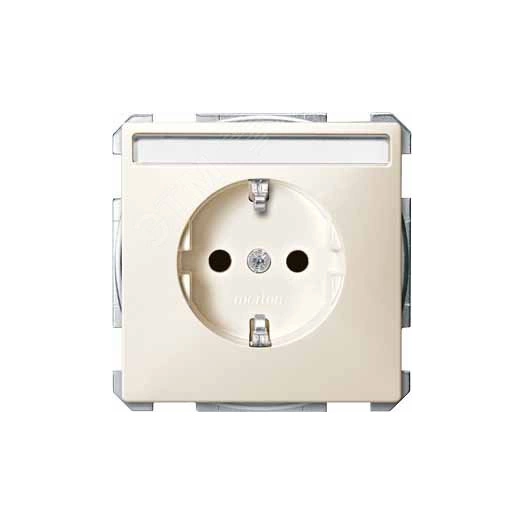 Механизм розетки с полем для надписи бежевый