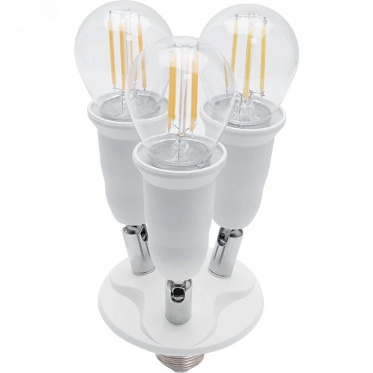 Патрон-переходник с Е27 на 3хЕ27 с регулируемым углом наклона патронов