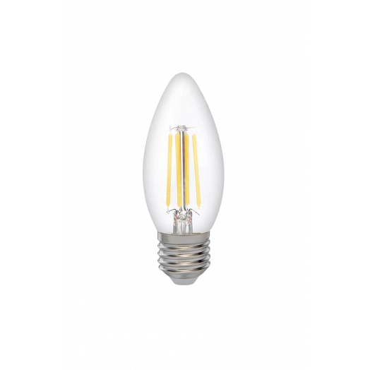 Лампа сетодиодная декоративная LED 6w E27 4000K свеча прозрачная филамент 230/50 Jazzway