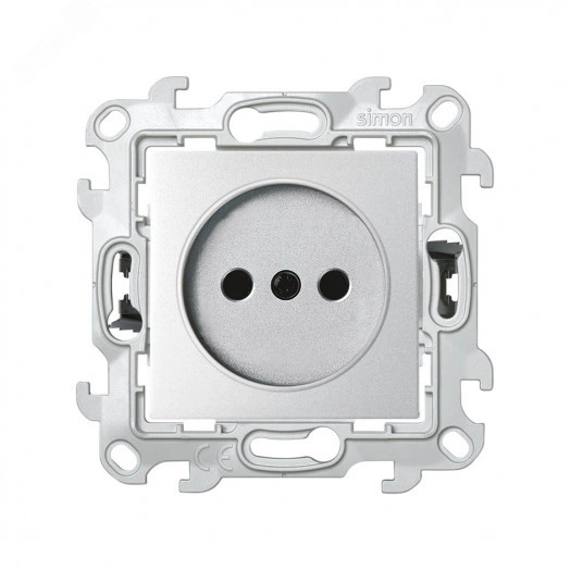 Розетка без заземления со шторками 2Р 16A 250В~ цвета алюминий S24 Harmonie