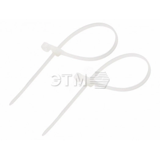 Хомут-стяжкa нейлоновая под винт 200x4,3 мм, белая, упаковка 100 шт