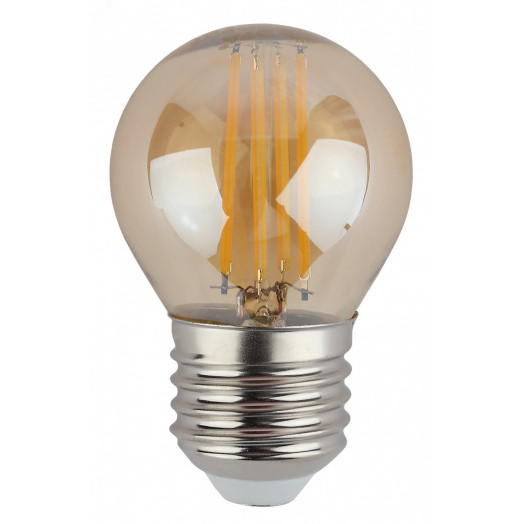 Лампа светодиодная F-LED P45-9W-827-E27 gold  (филамент, шар золот, 9Вт, тепл, E27) (10/100/3600) ЭРА