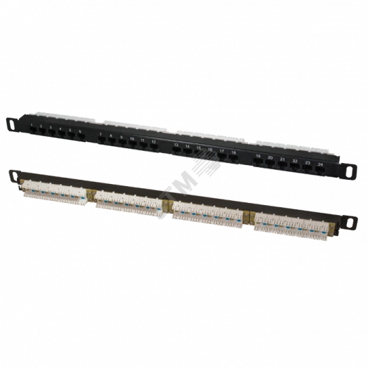 Патч-панель высокой плотности 19', 24хRJ-45, UTP, Cat.5e, 0,5U