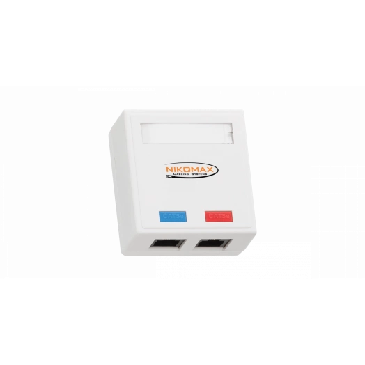 Розетка Настенная 2 порта Кат.5e RJ45/8P8C на плате неэкранированная белая