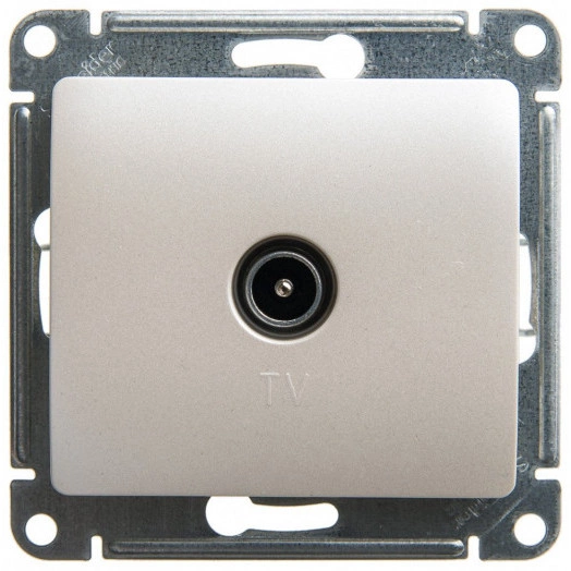 GLOSSA Розетка телевизионная TV проходная 4DB перламутр в рамку