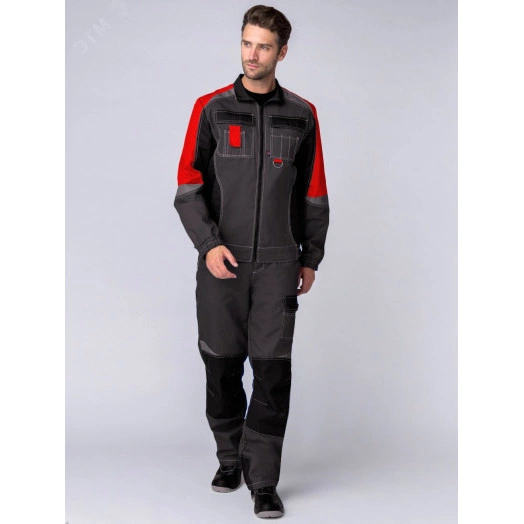 Костюм Формула (ткань Смесовая,240) брюки, серый красный черный 52-54  182-188