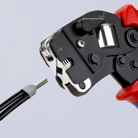 Пресс-клещи для контактных гильз квадратный обжим 1 гнездо гильзы контактные 008-10+16мм (AWG 28-5) двойные концевые гильзы до 2х6мм (2хAWG 8) L=190мм двухкомпонентные рукоятки блистер цвет черный