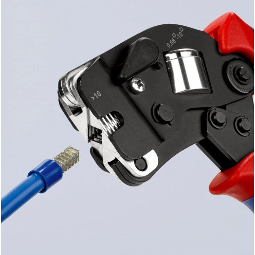 Пресс-клещи для контактных гильз квадратный обжим 1 гнездо гильзы контактные 008-10+16мм (AWG 28-5) двойные концевые гильзы до 2х6мм (2хAWG 8) L=190мм двухкомпонентные рукоятки блистер цвет черный