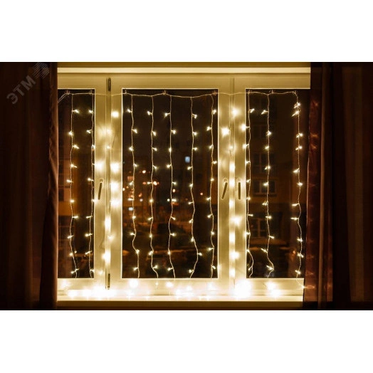 Гирлянда занавес LED 2700К c эффектом стробов 3х2м IP44