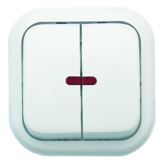 Выключатель 2-кл. ОП Валентина 10А IP20 А56-176 с индикацией бел. Кунцево 7636