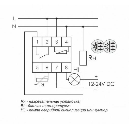 Регулятор температуры RT-820M от -30 до +140 град.C; 16А 24-264В DC/30-264В AC 1Z IP20 микропроцессорный; многофункц.; цифровая индикация; выносной датчик с термоус. проводом; монтаж на DIN-рейке 35мм F&F EA07.001.007