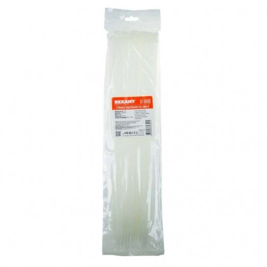 Хомут кабельный 4.8х400 нейл. бел. (уп.100шт) Rexant 07-0400