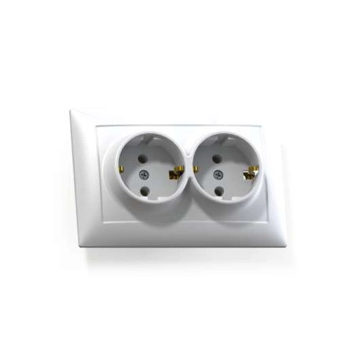 Розетка 2-м СП Селена РС16-372 16А IP20 с заземл. бел. Кунцево 8116
