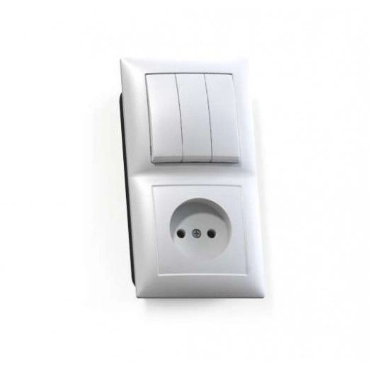 Блок СП БКВР-410 Селена (3-кл. выкл. + розетка) бел. Кунцево 8203