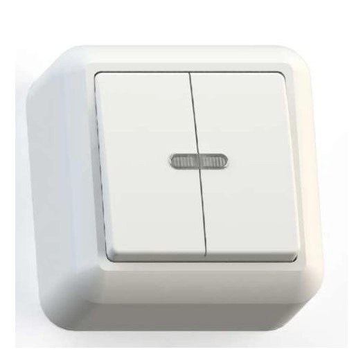 Выключатель 2-кл. ОП Оптима 10А IP20 А510-387 с индикацией с монтаж. пластиной бел. Кунцево 8004 Выключатель 2-кл. ОП Оптима 10А IP20 А510-387 с индикацией с монтаж. пластиной бел. Кунцево 8004