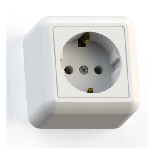 Розетка 1-м ОП Оптима РА16-376 16А IP20 с заземл. с монтаж. пластиной сл. кость Кунцево 8036