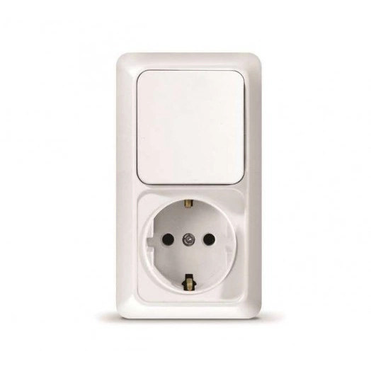 Блок ОП Олимп 1-кл. вык.+ роз. с заземл. верт. бел. UNIVersal О0038 Блок ОП Олимп 1-кл. вык.+ роз. с заземл. верт. бел. UNIVersal О0038