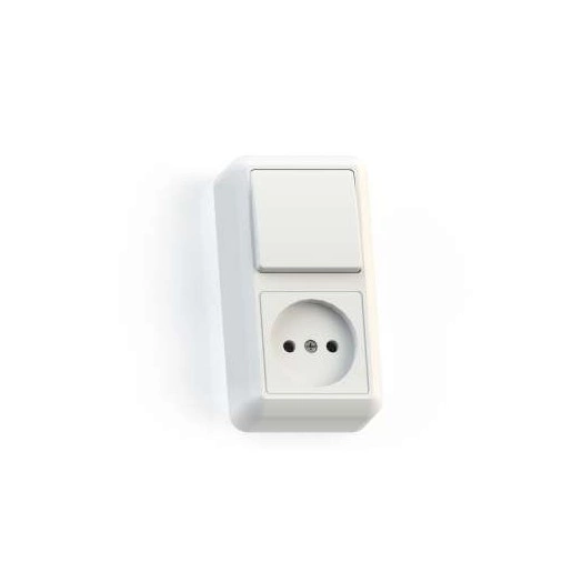 Блок комбинированный ОП БКВР-427 Оптима (1-кл. выкл. + розетка) бел. Кунцево 8060