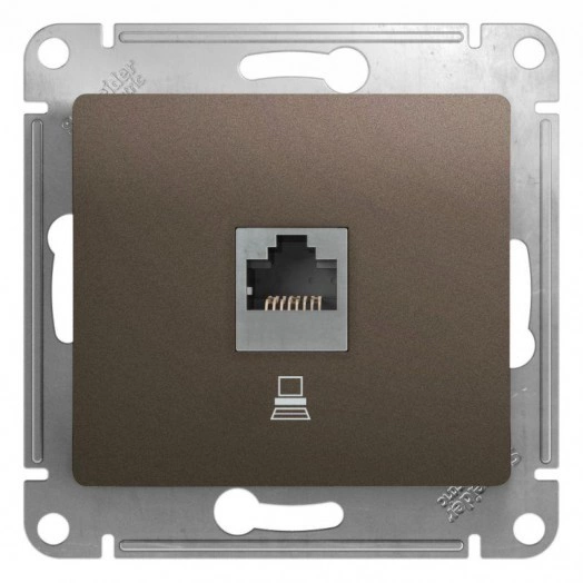 Механизм розетки компьютерной 1-м Glossa RJ45 кат.5E шоколад SchE GSL000881K