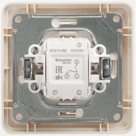 Выключатель 2-кл. СП W59 10А IP20 10AX в сборе сл. кость SchE VS510-252-28
