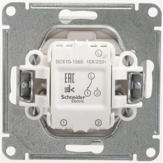 Механизм переключателя проходного 1-кл. СП W59 10А IP20 10AX бел. SchE VS610-156-1-86