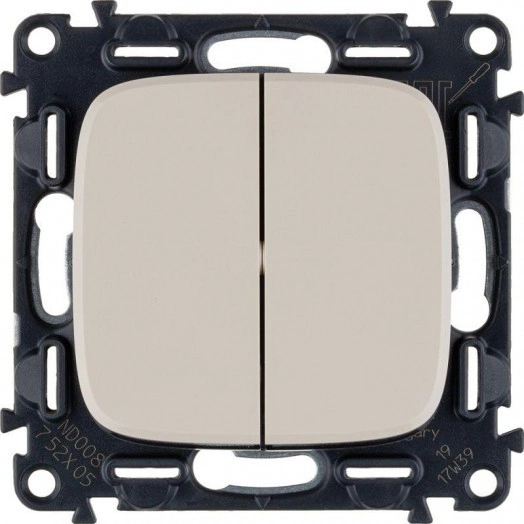 Механизм выключателя 2-кл. СП Valena Allure 10А IP20 250В с лиц. панелью безвинт. зажимы сл. кость Leg 752805