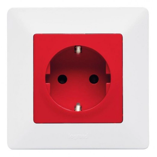 Механизм розетки 1-м СП Valena Life 16А IP20 250В 2P+E защ. шторки безвинт. клеммы с лицев. панелью бел. Leg 753420