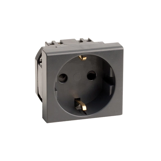 Розетка 1-м 2мод. Viva 16А IP20 2P+E с заземл. защ. шторки черн. DKC 45205