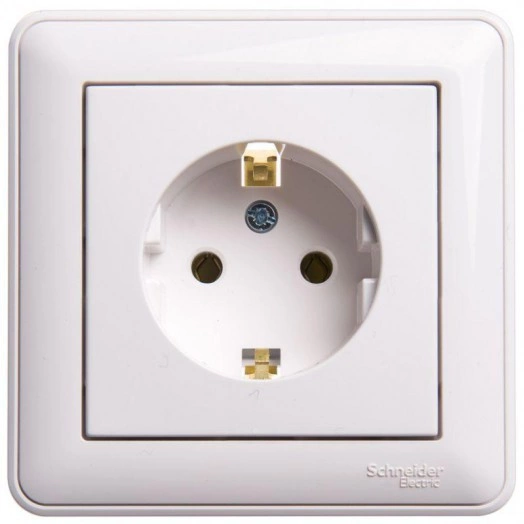 Розетка 1-м СП W59 16А IP20 с заземл. без защ. шторок бел. SchE RS16-154-18
