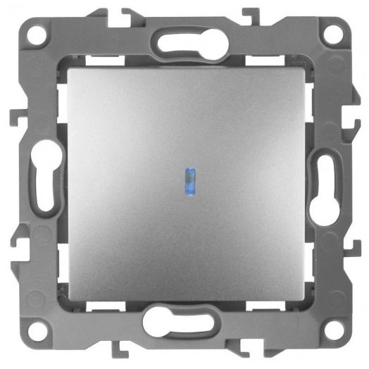 Механизм выключателя 1-кл. СП Эра12 10А IP20 12-1102-03 250В 10AX с подсветкой алюм. Эра Б0014635