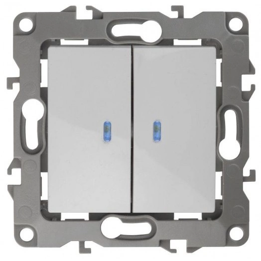 Механизм выключателя 2-кл. СП Эра12 10А IP20 12-1105-01 250В 10AX с подсветкой бел. Эра Б0014657