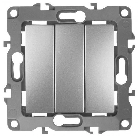 Механизм выключателя 3-кл. СП Эра12 10А IP20 12-1107-03 250В 10AX алюм. Эра Б0014671