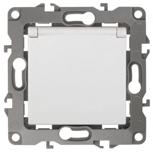 Механизм розетки 1-м СП Эра12 12-2103-01 16А IP20 16AX 250В 2P+E Schuko защ. шторки с крышкой бел. Эра Б0014693