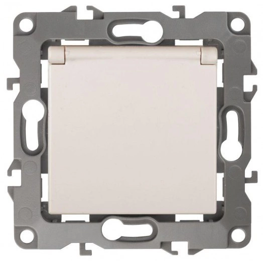 Механизм розетки 1-м СП Эра12 12-2103-02 16А IP20 16AX 250В 2P+E Schuko защ. шторки с крышкой сл. кость Эра Б0014694