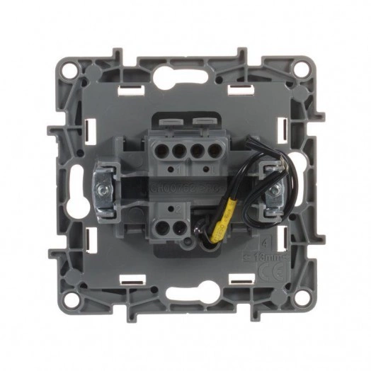 Механизм выключателя 1-кл. СП Etika 10А IP20 250В 10AX с подсветкой / индикацией авт. зажимы антрацит Leg 672603