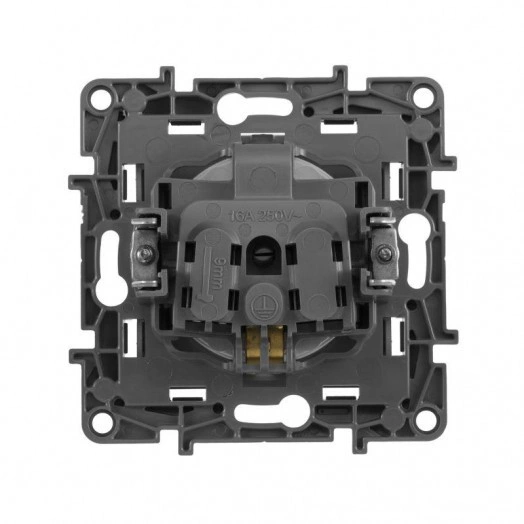 Механизм розетки 1-м СП Etika 16А IP20 250В 2P+E с заземл. немецк. стандарт винт. клеммы алюм. Leg 672421