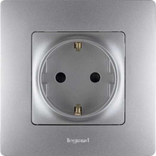 Механизм розетки 1-м СП Etika 16А IP31 250В 2P+E с заземл. защ. шторки немецк. стандарт винт. клеммы алюм. Leg 672422