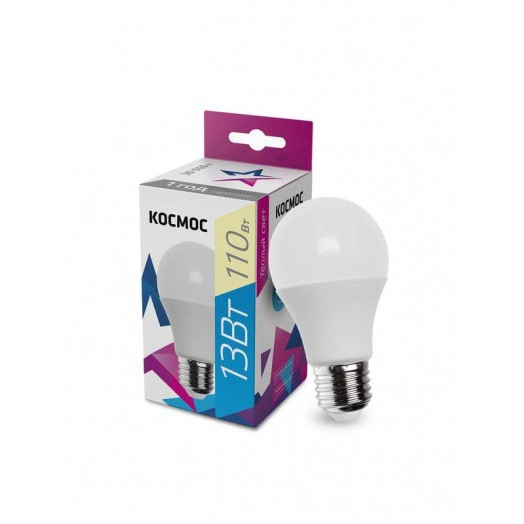 Лампа светодиодная A60 13Вт 3000К E27 220В КОСМОС LkecLED13wA60E2730