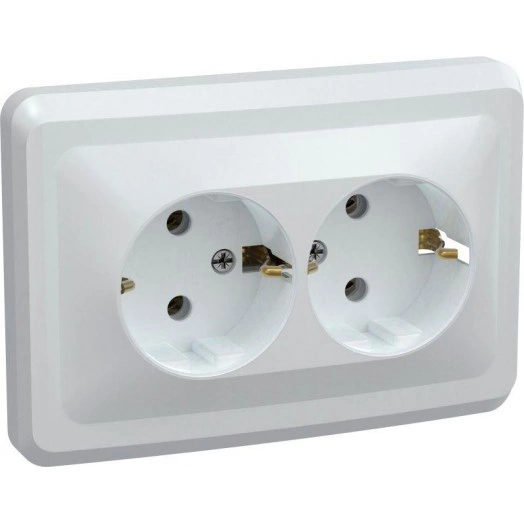 Розетка 2-м СП Вега РС12-3-ВБ с заземл. контактом без защ. штор 16А бел. IEK ERV21-K01-16-DM