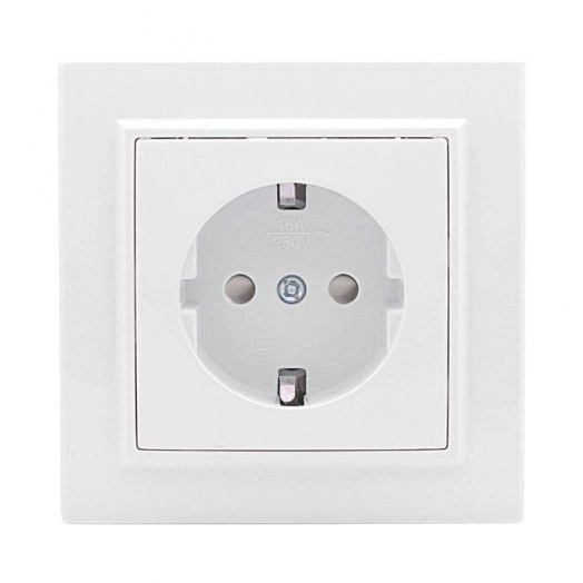 Розетка 1-м СП Минск 16А IP20 с заземл. защ. шторки бел. Basic EKF ERR16-028-100